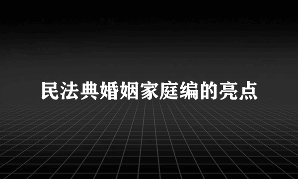 民法典婚姻家庭编的亮点