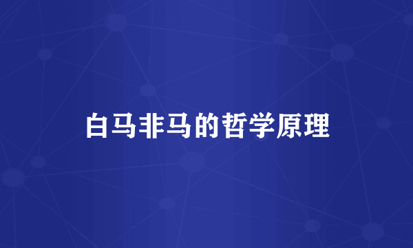 白马非马的哲学原理