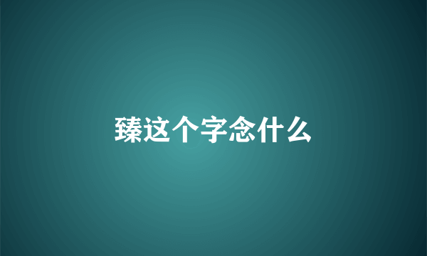 臻这个字念什么