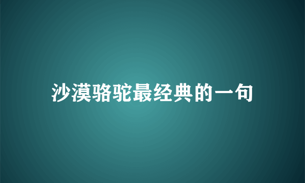 沙漠骆驼最经典的一句