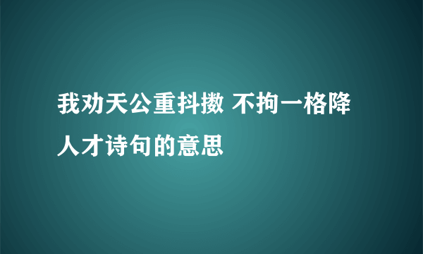 我劝天公重抖擞 不拘一格降人才诗句的意思