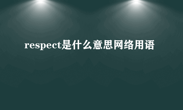 respect是什么意思网络用语