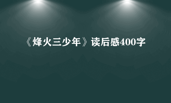 《烽火三少年》读后感400字