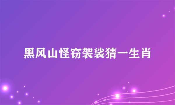 黑风山怪窃袈裟猜一生肖