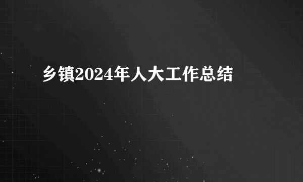 乡镇2024年人大工作总结