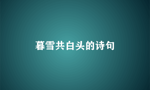 暮雪共白头的诗句