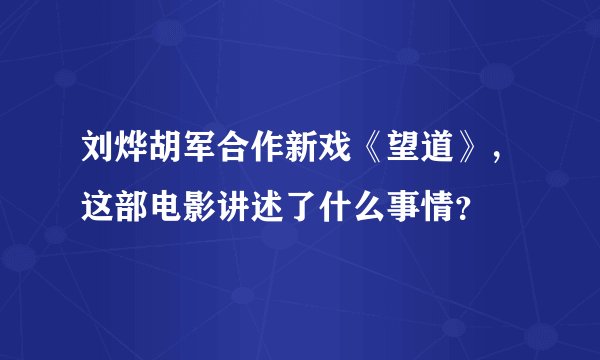 刘烨胡军合作新戏《望道》，这部电影讲述了什么事情？