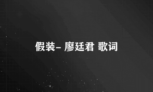 假装- 廖廷君 歌词