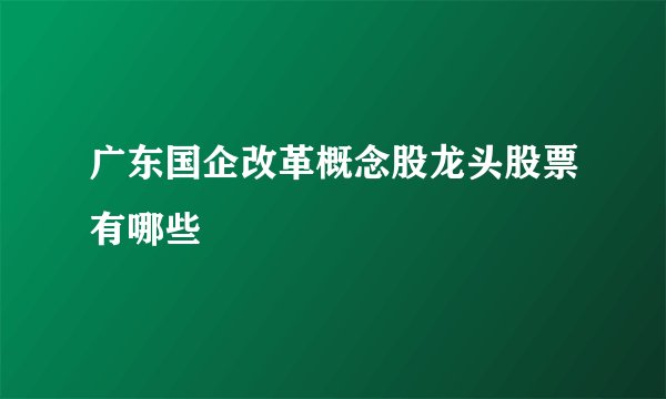 广东国企改革概念股龙头股票有哪些