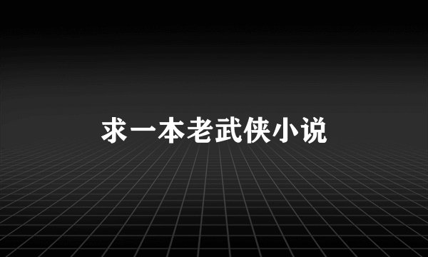 求一本老武侠小说