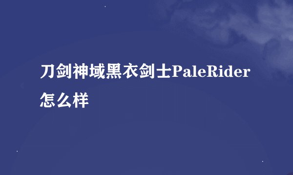 刀剑神域黑衣剑士PaleRider怎么样