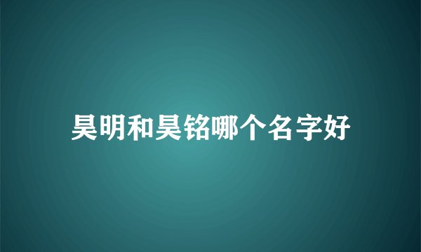 昊明和昊铭哪个名字好