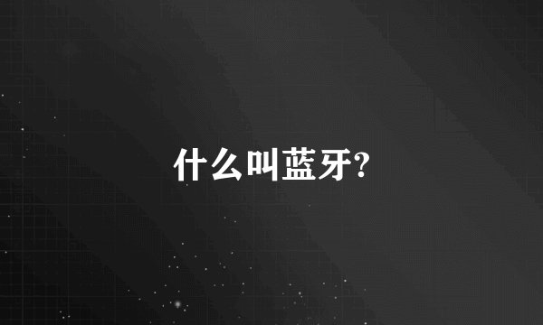 什么叫蓝牙?