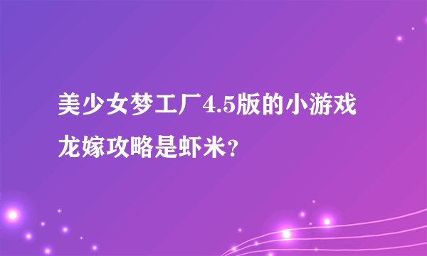 美少女梦工厂4.5版的小游戏龙嫁攻略是虾米？