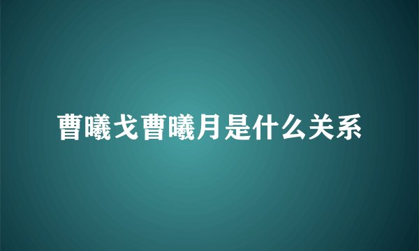曹曦戈曹曦月是什么关系