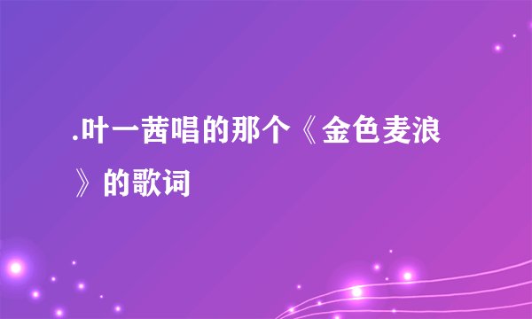 .叶一茜唱的那个《金色麦浪》的歌词