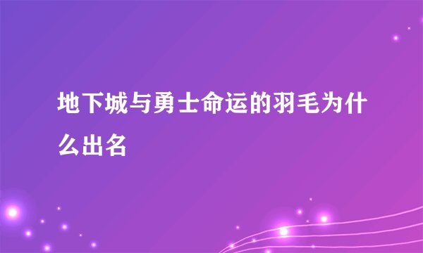 地下城与勇士命运的羽毛为什么出名