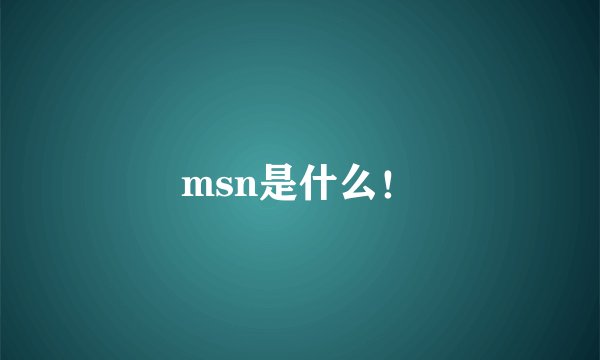 msn是什么！