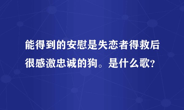 能得到的安慰是失恋者得救后很感激忠诚的狗。是什么歌？