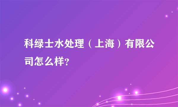 科绿士水处理（上海）有限公司怎么样？