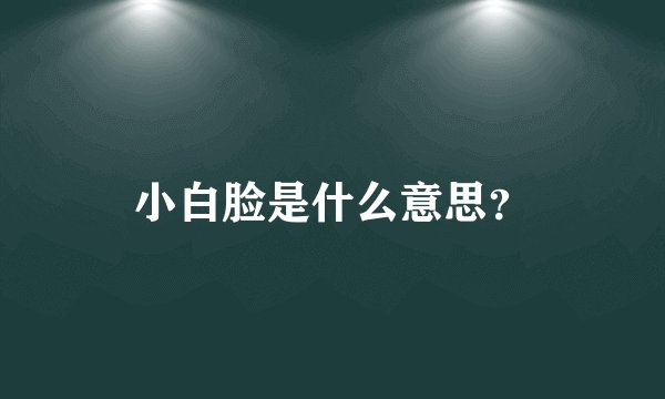 小白脸是什么意思？
