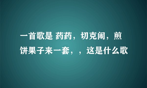 一首歌是 药药，切克闹，煎饼果子来一套，，这是什么歌