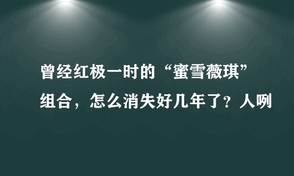 曾经红极一时的“蜜雪薇琪”组合，怎么消失好几年了？人咧