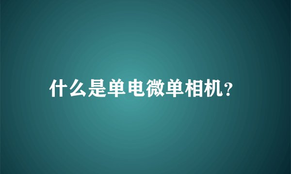 什么是单电微单相机？