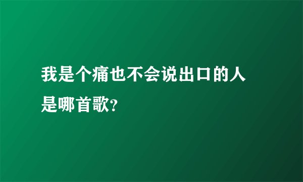 我是个痛也不会说出口的人 是哪首歌？