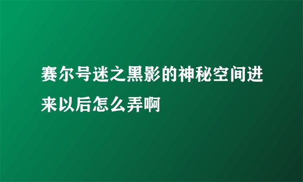 赛尔号迷之黑影的神秘空间进来以后怎么弄啊