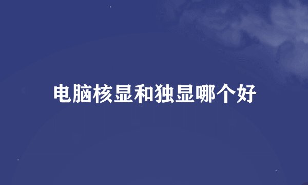 电脑核显和独显哪个好