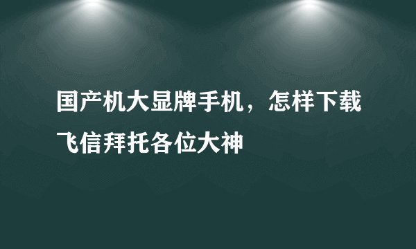 国产机大显牌手机，怎样下载飞信拜托各位大神