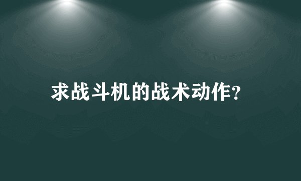 求战斗机的战术动作？