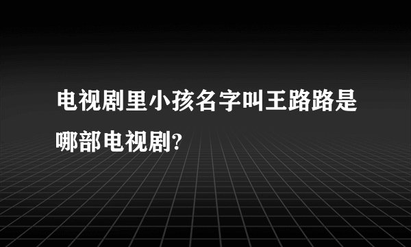 电视剧里小孩名字叫王路路是哪部电视剧?