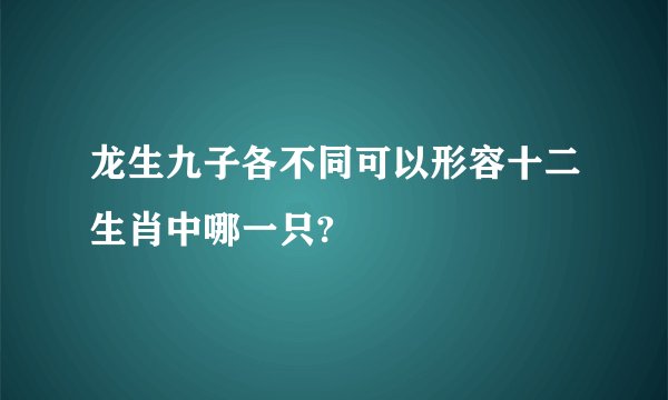龙生九子各不同可以形容十二生肖中哪一只?