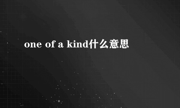 one of a kind什么意思