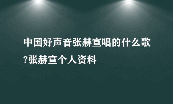 中国好声音张赫宣唱的什么歌?张赫宣个人资料