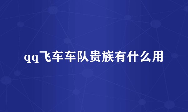 qq飞车车队贵族有什么用