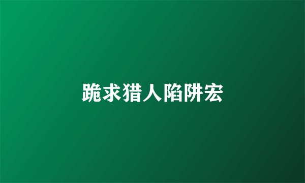 跪求猎人陷阱宏