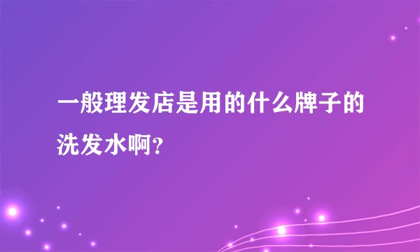 一般理发店是用的什么牌子的洗发水啊？