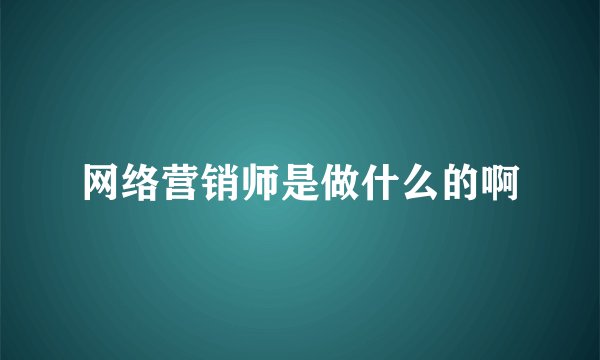 网络营销师是做什么的啊