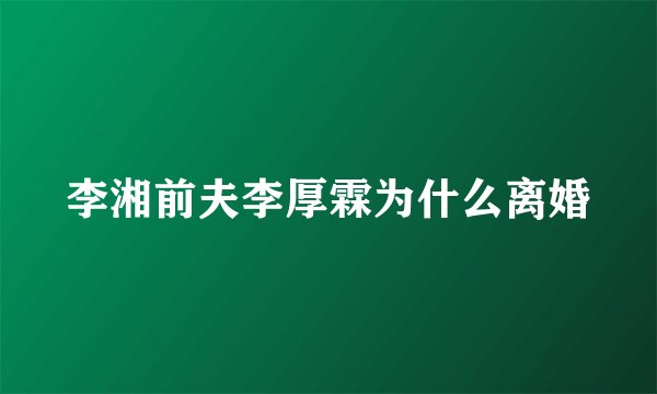 李湘前夫李厚霖为什么离婚