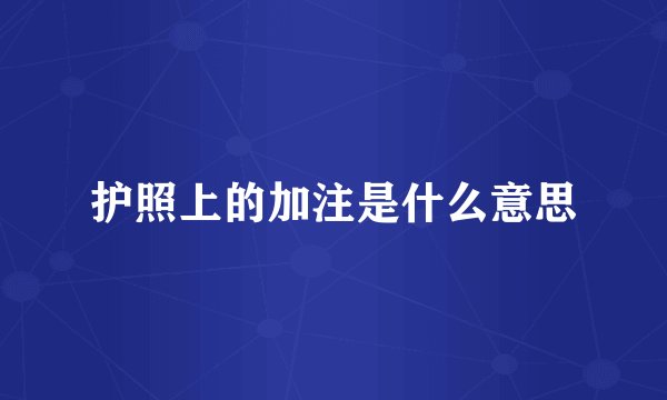 护照上的加注是什么意思