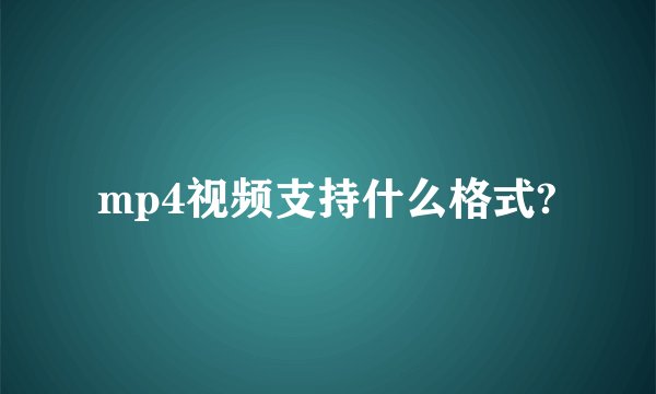 mp4视频支持什么格式?