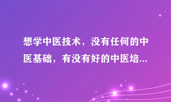 想学中医技术，没有任何的中医基础，有没有好的中医培训班可以推荐？