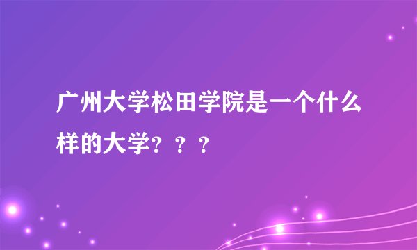 广州大学松田学院是一个什么样的大学？？？