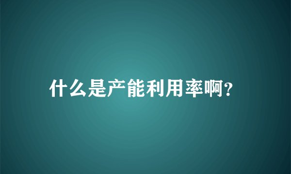 什么是产能利用率啊？