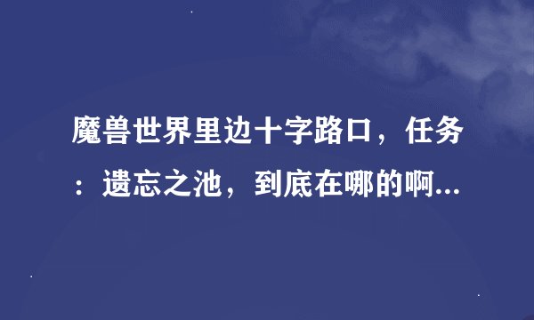 魔兽世界里边十字路口，任务：遗忘之池，到底在哪的啊！想请高手帮帮忙，指点下，