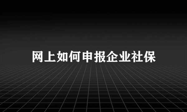 网上如何申报企业社保