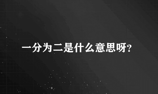 一分为二是什么意思呀？